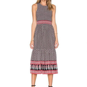 Ulla Johnson Silk Maxi Dress Oona Dark Indian Floral sleeveless red black smock